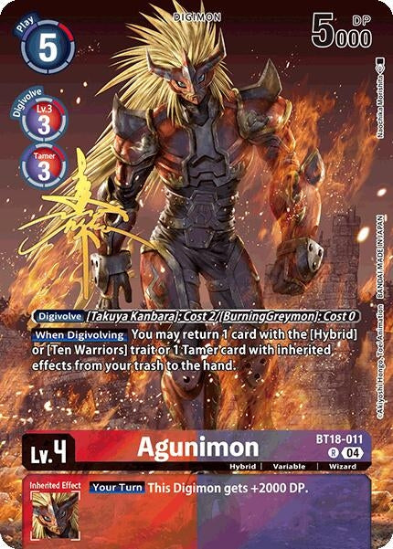 Image for Agunimon (Rare Pull) (BT18-011 R) (World Convergence) - Digimon Card Game