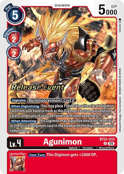 Image for Agunimon (BT21-013 U) (World Convergence Release Event Cards) - Digimon Card Game