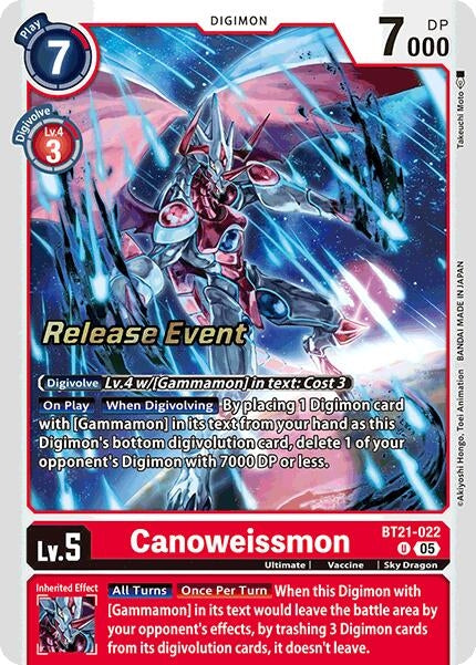 Image for Canoweissmon (BT21-022 U) (World Convergence Release Event Cards) - Digimon Card Game