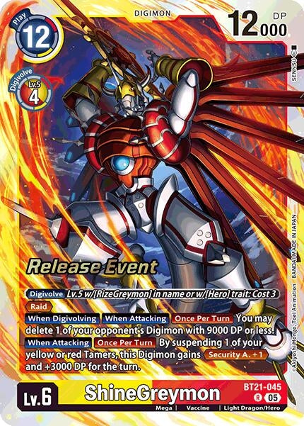 Image for ShineGreymon (BT21-045 R) (World Convergence Release Event Cards) - Digimon Card Game