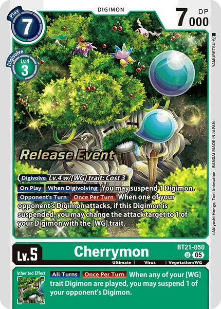 Image for Cherrymon (BT21-050 U) (World Convergence Release Event Cards) - Digimon Card Game