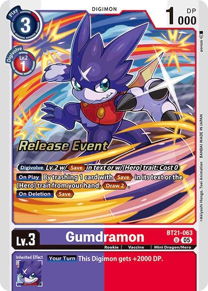 Image for Gumdramon (BT21-063 U) (World Convergence Release Event Cards) - Digimon Card Game