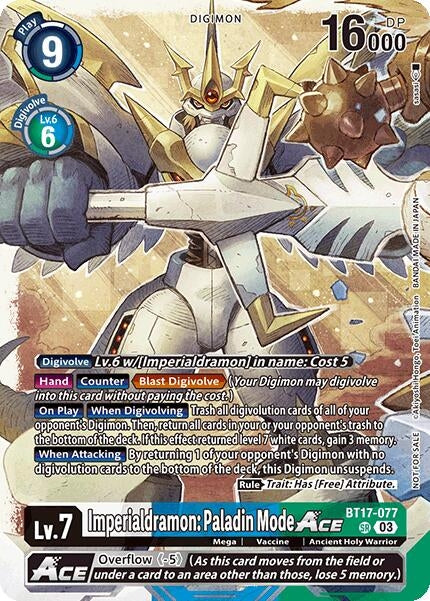 Image for Imperialdramon: Paladin Mode ACE (World Convergence Release Event) (BT17-077 SR) (World Convergence Release Event Cards) - Digimon Card Game