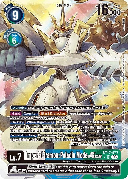Image for Imperialdramon: Paladin Mode ACE (World Convergence Release Event Winner) (BT17-077 SR) (World Convergence Release Event Cards) - Digimon Card Game