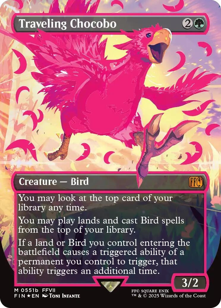 Image for Traveling Chocobo (Borderless) (Neon Ink Pink) (551b) (FINAL FANTASY) - Magic: The Gathering