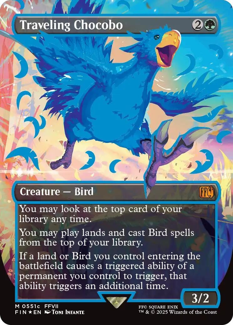 Image for Traveling Chocobo (Borderless) (Neon Ink Blue) (551c) (FINAL FANTASY) - Magic: The Gathering