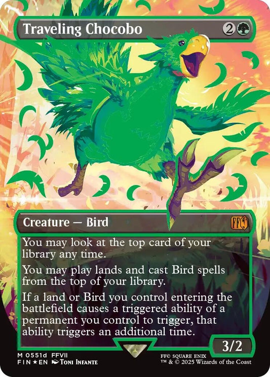 Image for Traveling Chocobo (Borderless) (Neon Ink Green) (551d) (FINAL FANTASY) - Magic: The Gathering