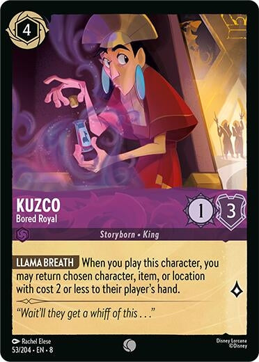Image for Kuzco - Bored Royal (53/204) (Reign of Jafar) - Disney Lorcana