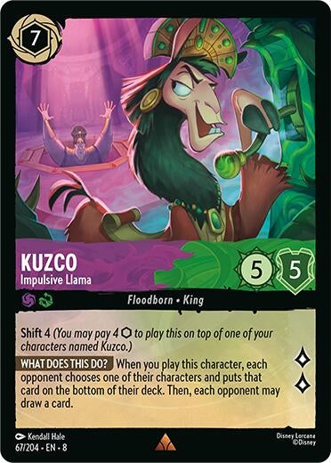 Image for Kuzco - Impulsive Llama (67/204) (Reign of Jafar) - Disney Lorcana