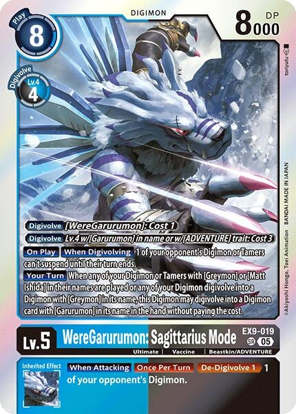 Image for WereGarurumon: Sagittarius Mode (EX9-019 SR) (Versus Monsters) - Digimon Card Game