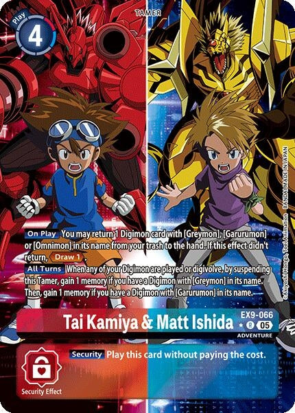 Image for Tai Kamiya & Matt Ishida (Alternate Art) (EX9-066 R) (Versus Monsters) - Digimon Card Game