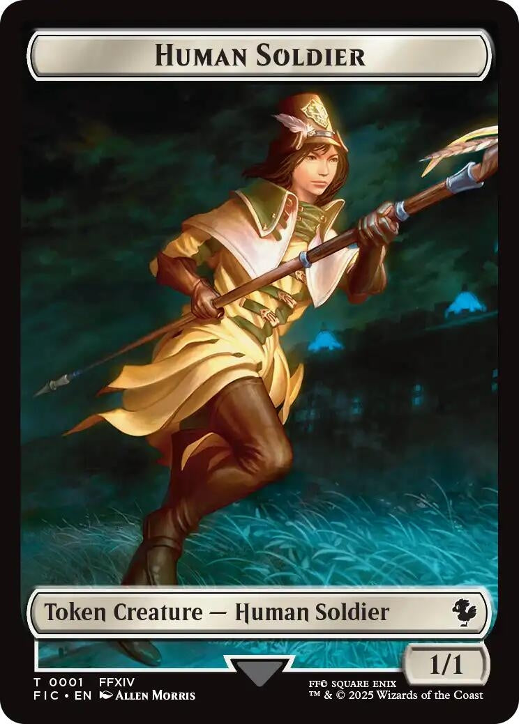 Image for Human Soldier // Hero (0032) Double-Sided Token (Surge Foil) (1 // 32) (Commander: FINAL FANTASY) - Magic: The Gathering