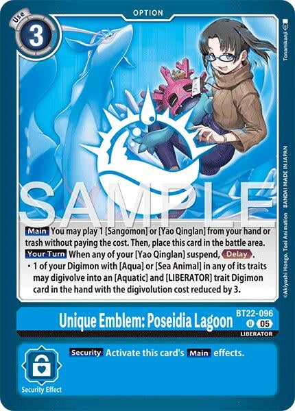 Image for Unique Emblem: Poseidia Lagoon (BT22-096 U) (Cyber Eden) - Digimon Card Game