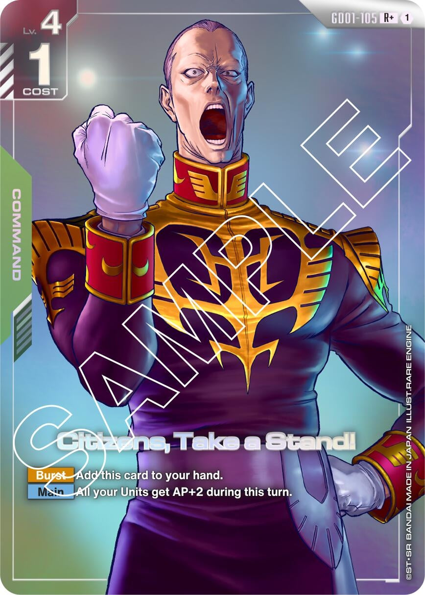 Image for Citizens, Take a Stand! (R+) (GD01-105) (Newtype Rising) - Gundam Card Game