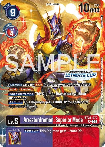 Image for Arresterdramon: Superior Mode (Ultimate Cup 25-26 Season 2) (BT21-072 R) (World Convergence) - Digimon Card Game