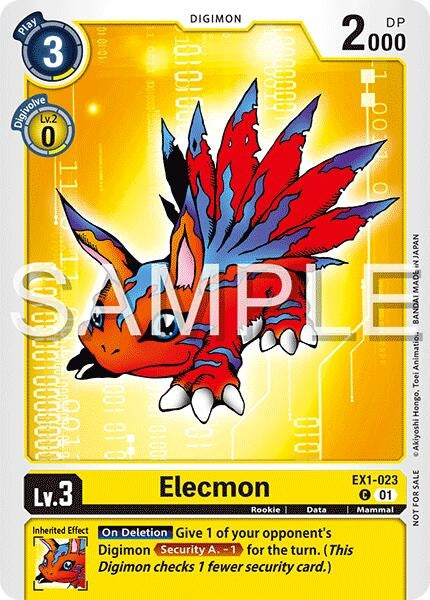 Image for Elecmon (EX1-023) (Time Stranger Demo Deck) (EX1-023 C) (Digimon Demo Deck Exclusive Cards) - Digimon Card Game