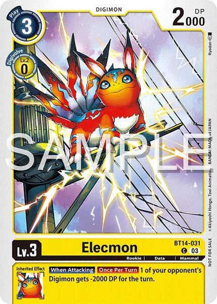 Image for Elecmon (BT14-031) (Time Stranger Demo Deck) (BT14-031 C) (Digimon Demo Deck Exclusive Cards) - Digimon Card Game