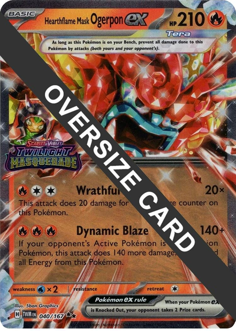 Image for Hearthflame Mask Ogerpon ex (Twilight Masquerade Stamp) (040/167) (Jumbo Cards) - Pokemon