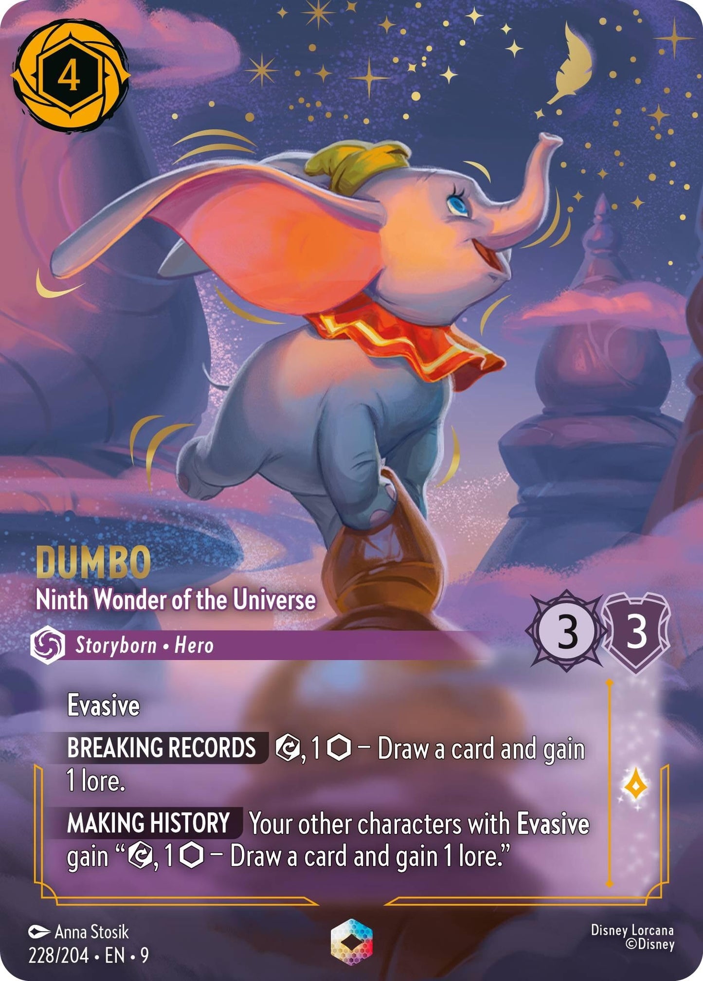 Image for Dumbo - Ninth Wonder of the Universe (Enchanted) (228/204) (Fabled) - Disney Lorcana