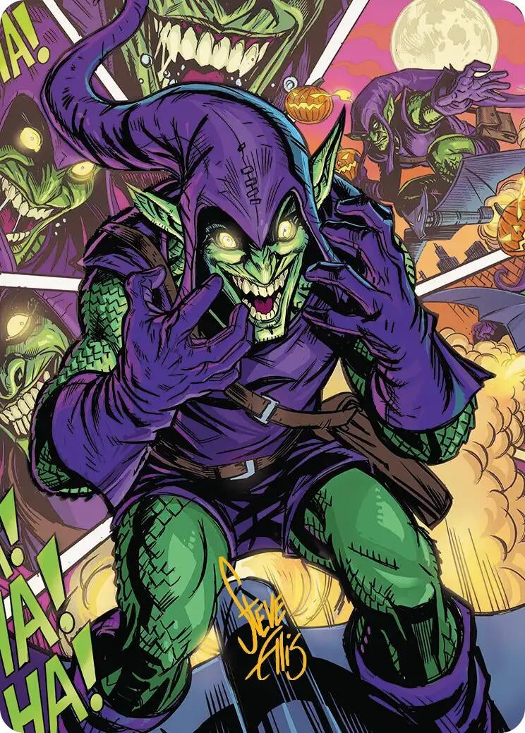 Image for Green Goblin Art Card (49/54) (Gold-Stamped Signature) (49) (Art Series: Marvel's Spider-Man) - Magic: The Gathering