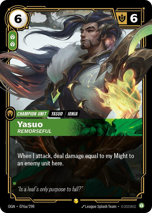 Image for Yasuo - Remorseful (Alternate Art) (076a/298) (Origins) - Riftbound: League of Legends Trading Card Game