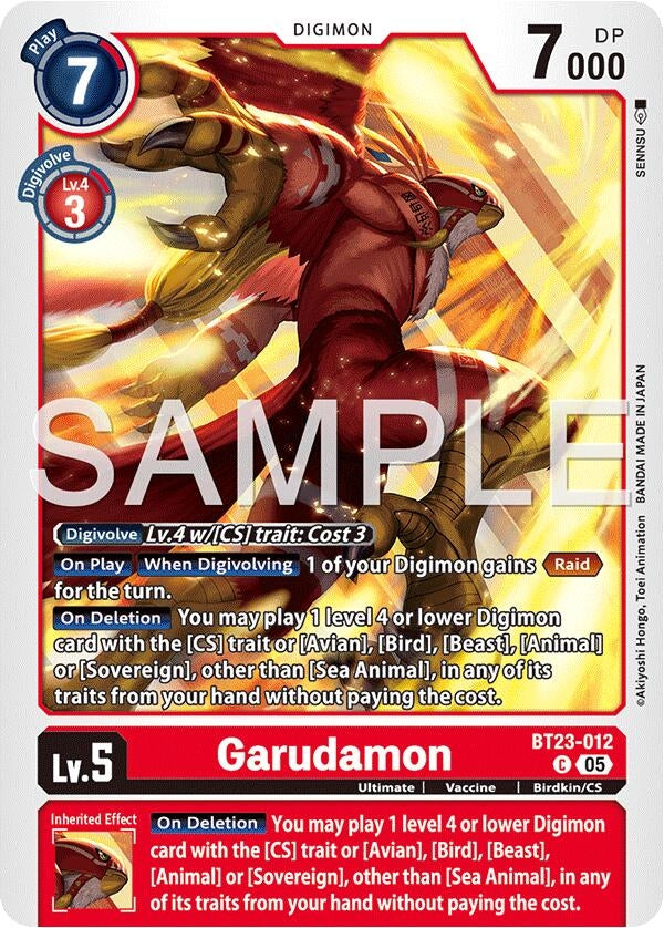 Image for Garudamon (BT23-012 C) (Hackers' Slumber) - Digimon Card Game