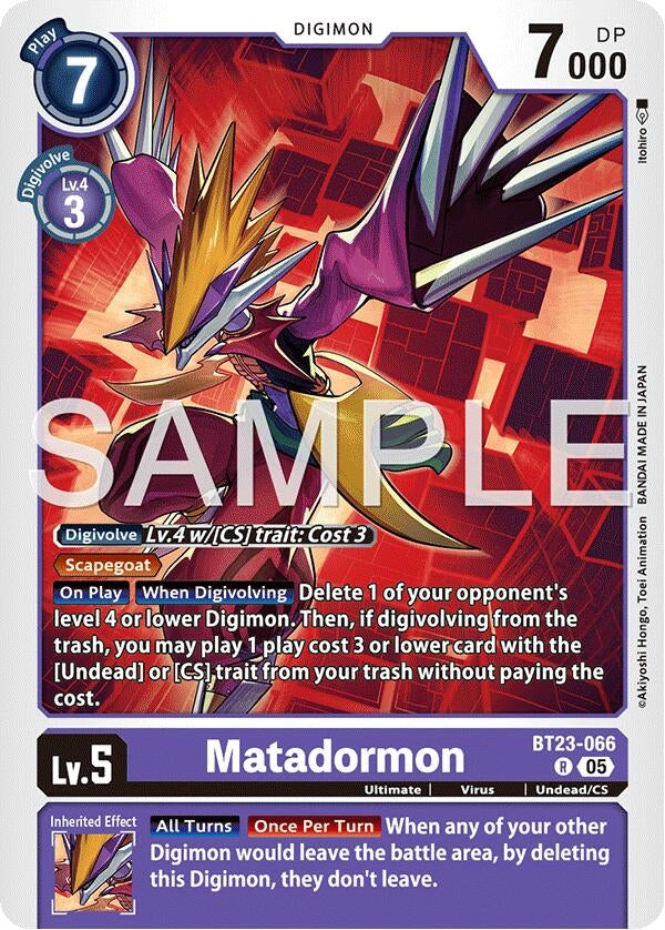 Image for Matadormon (BT23-066 R) (Hackers' Slumber) - Digimon Card Game