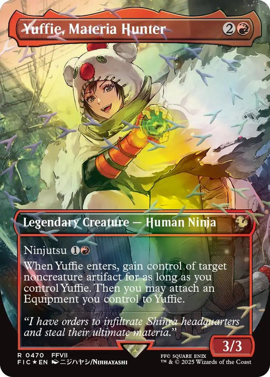 Image for Yuffie, Materia Hunter (Borderless) (Chocobo Track Foil) (470) (Commander: FINAL FANTASY) - Magic: The Gathering