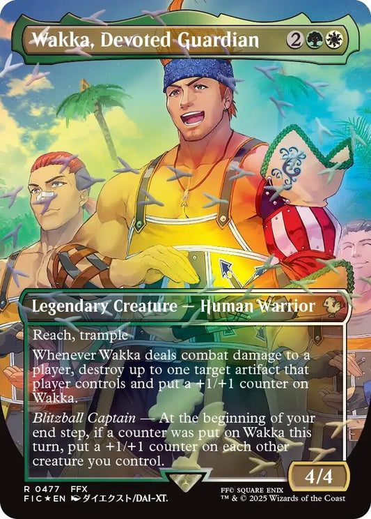 Image for Wakka, Devoted Guardian (Borderless) (Chocobo Track Foil) (477) (Commander: FINAL FANTASY) - Magic: The Gathering