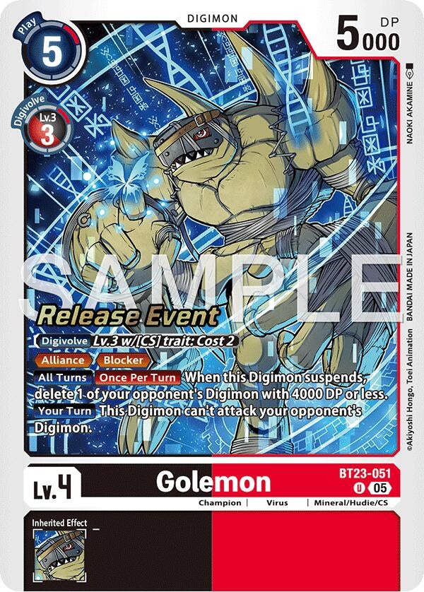 Image for Golemon (BT23-051 U) (Hackers' Slumber Release Event Cards) - Digimon Card Game