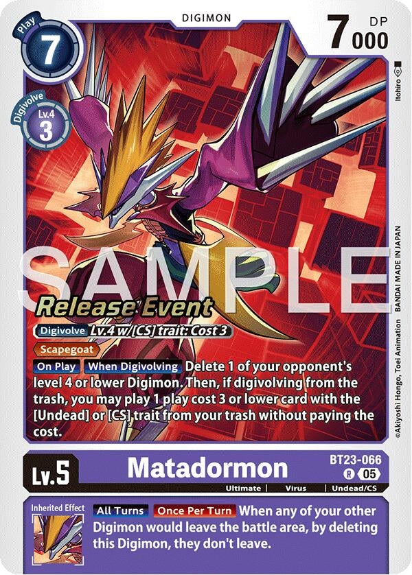 Image for Matadormon (BT23-066 R) (Hackers' Slumber Release Event Cards) - Digimon Card Game