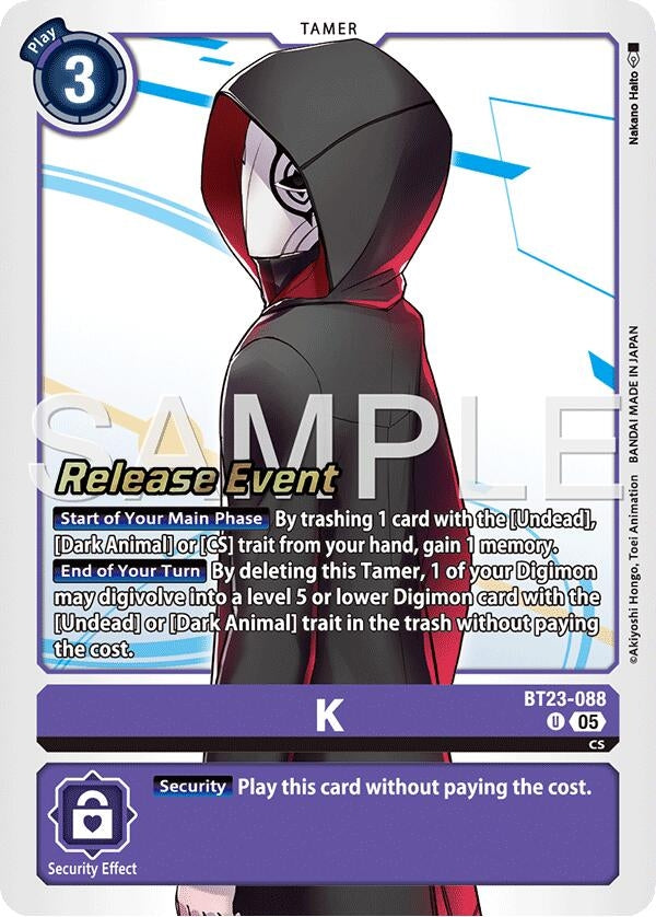 Image for K (BT23-088 U) (Hackers' Slumber Release Event Cards) - Digimon Card Game
