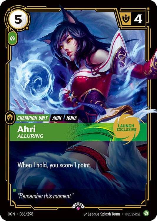 Image for Ahri - Alluring (Launch Exclusive) (066/298) (Riftbound Promotional Cards) - Riftbound: League of Legends Trading Card Game
