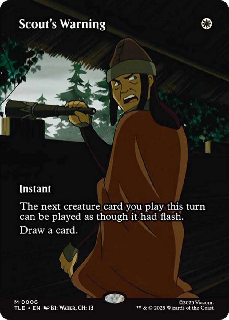 Image for Scout's Warning (Borderless) (6) (Avatar: The Last Airbender: Eternal-Legal) - Magic: The Gathering