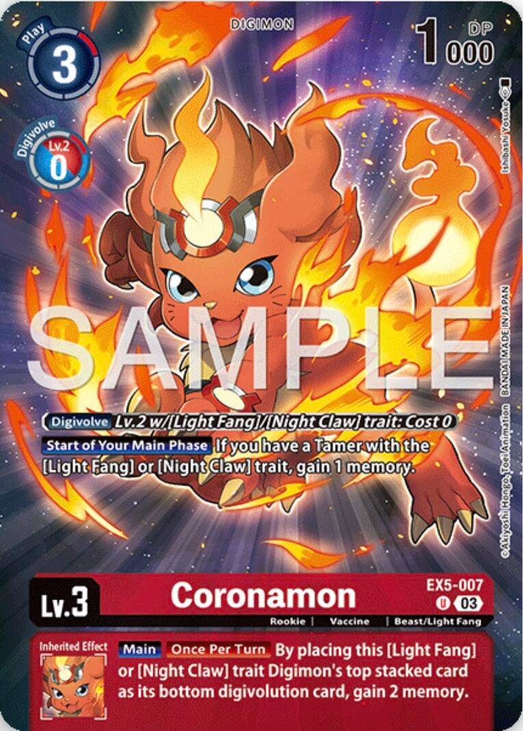 Image for Coronamon (Digimon Story: Time Stranger Collector's Edition) (EX5-007 U) (Animal Colosseum) - Digimon Card Game
