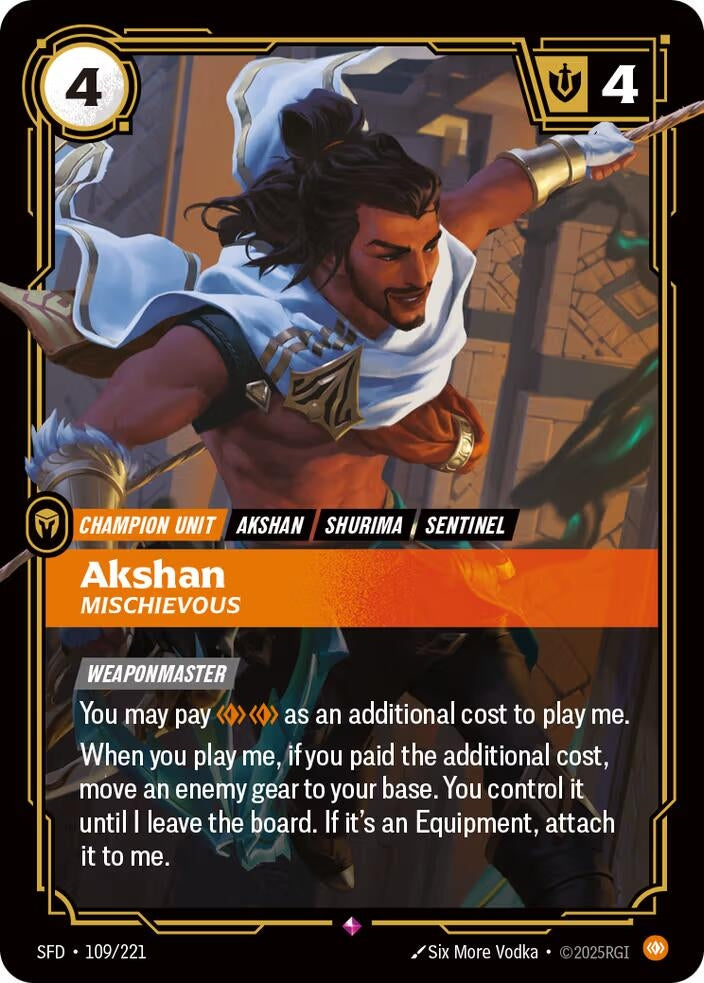 Image for Akshan - Mischievous (109/221) (Spiritforged) - Riftbound: League of Legends Trading Card Game