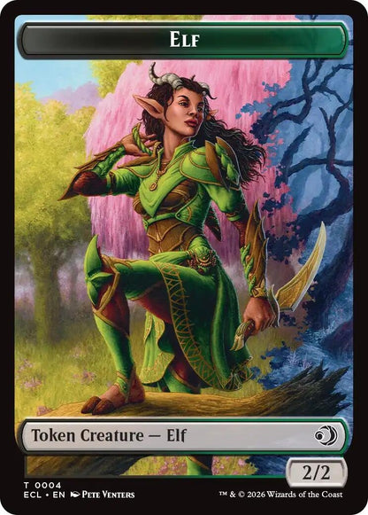 Image for Elf // Treasure Double-Sided Token (4 // 10) (Lorwyn Eclipsed) - Magic: The Gathering