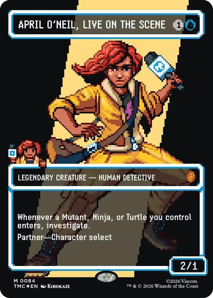 Image for April O'Neil, Live on the Scene (Borderless) (Surge Foil) (84) (Teenage Mutant Ninja Turtles) - Magic: The Gathering