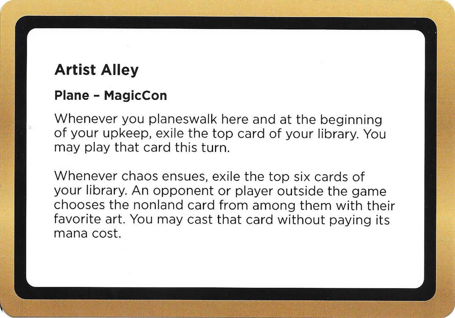 Image for Artist Alley (Black Lotus Unknown Planechase) (Oversize Cards) - Magic: The Gathering