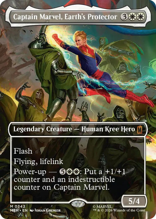 Image for Captain Marvel, Earth's Protector (Borderless) (0342) (342) (Marvel Super Heroes) - Magic: The Gathering