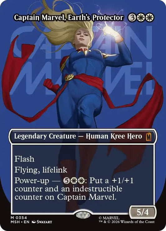 Image for Captain Marvel, Earth's Protector (Borderless) (0354) (354) (Marvel Super Heroes) - Magic: The Gathering