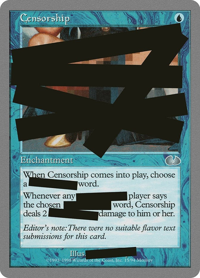 Image for Censorship (15) (Unglued) - Magic: The Gathering