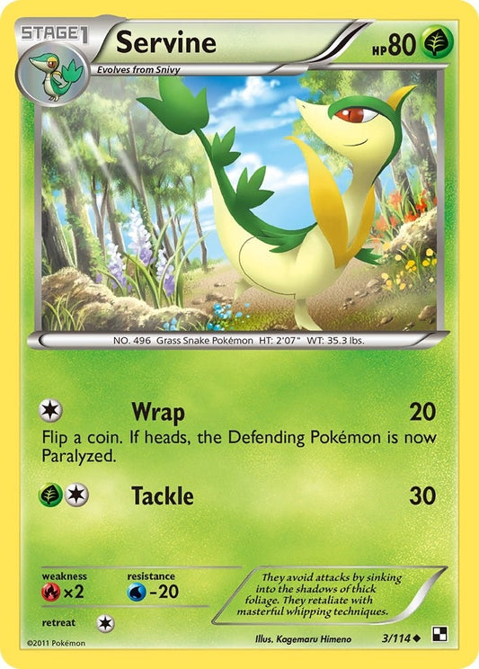 Image for Servine (3) (3/114) (Black and White) - Pokemon