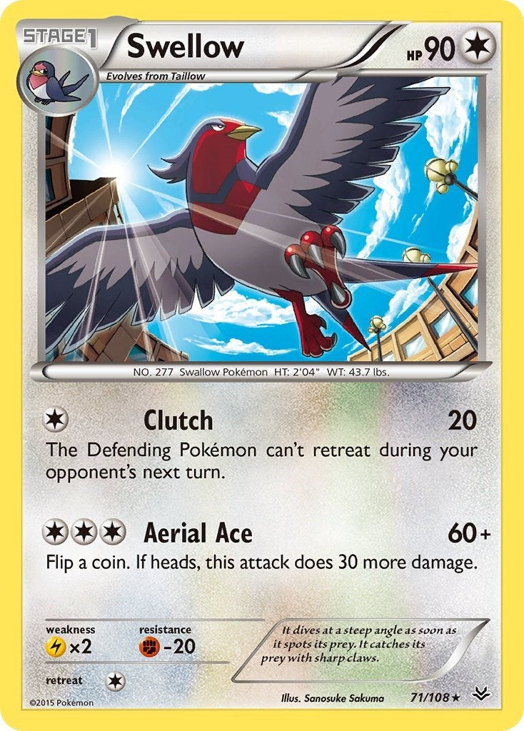 Image for Swellow (71) (71/108) (XY - Roaring Skies) - Pokemon